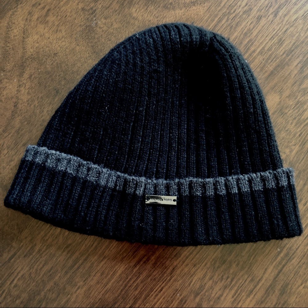 Michael Kors Black Ribbed Knit Beanie